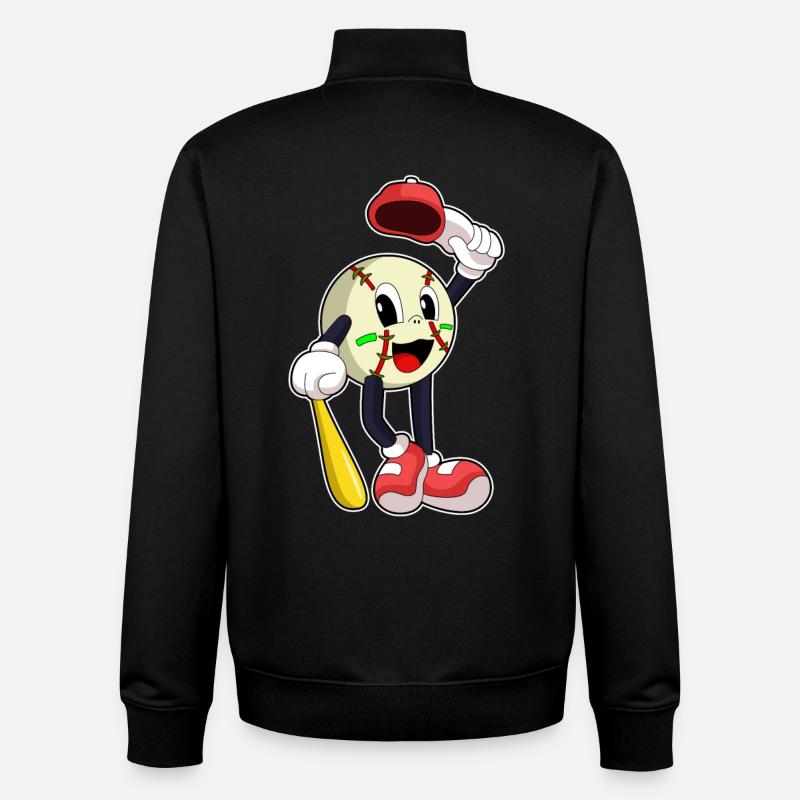 Baseball avec batte de baseball - Sweat zippé unisexe en coton bio Stanley/Stella - noir