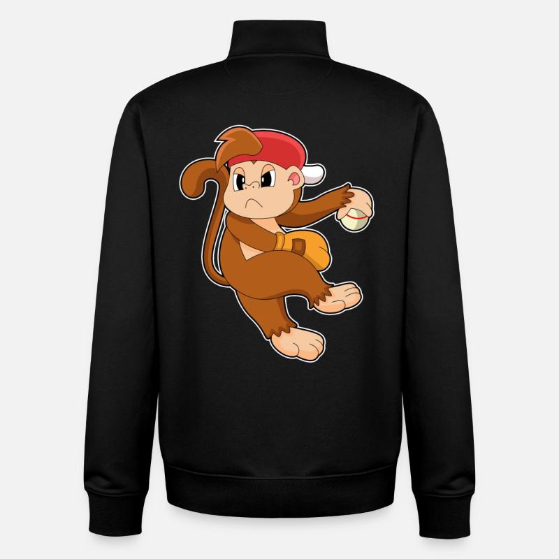 Gant de baseball Monkey - Sweat zippé unisexe en coton bio Stanley/Stella - noir