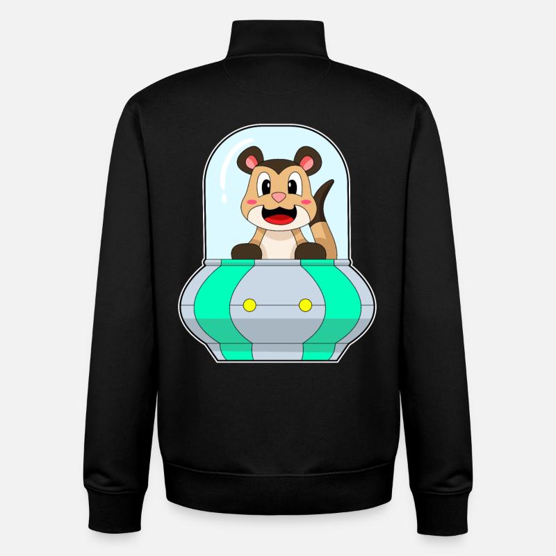 Meerkat Spaceship Space - Unisex Organic Zip Sweatshirt by Stanley/Stella - black