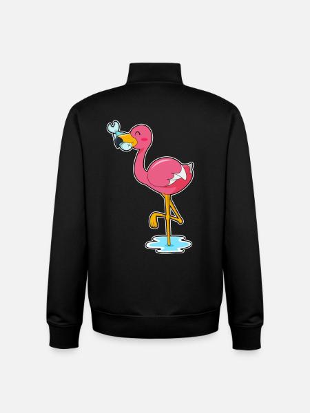 Poisson flamant rose - Sweat zippé unisexe en coton bio Stanley/Stella - noir