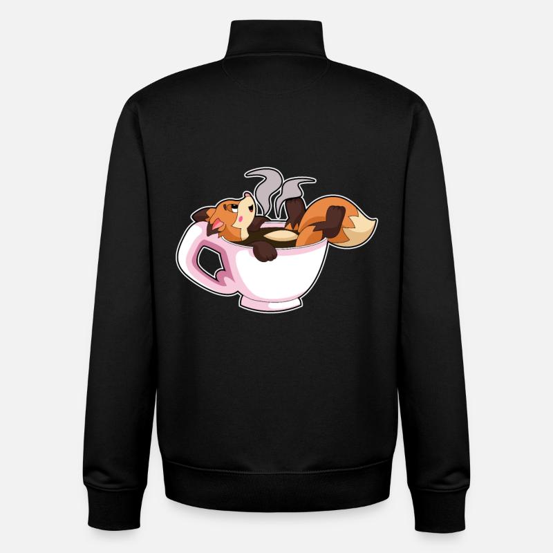 Fuchs mit Tasse Kaffee - Unisex Organic Zip Sweatshirt von Stanley/Stella - Schwarz