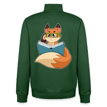 Fox Nerd Book Glasses - Unisex Organic Zip Sweatshirt by Stanley/Stella - bottle green - Back - AI Model Male 185 dark (185cm)