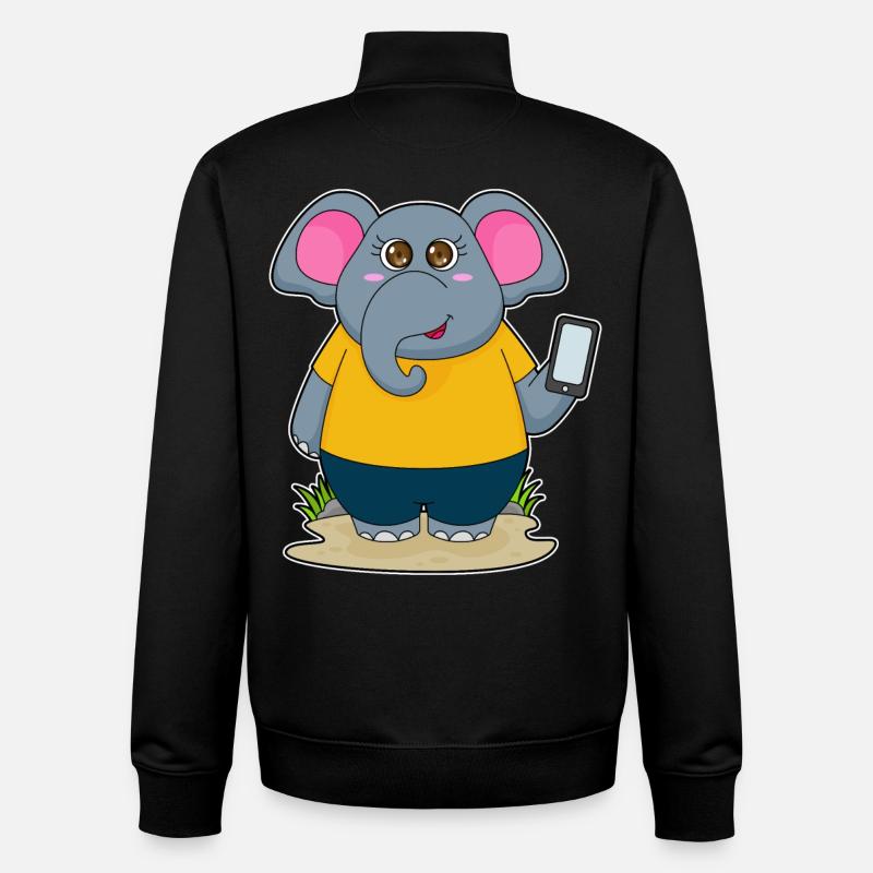 Éléphant avec téléphone portable - Sweat zippé unisexe en coton bio Stanley/Stella - noir
