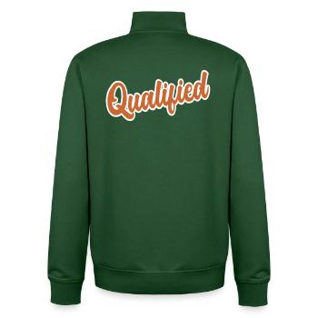 Qualified Word Funny Text Message Quote - Unisex Organic Zip Sweatshirt by Stanley/Stella - bottle green - Back - AI Model Male 185 dark (185cm)