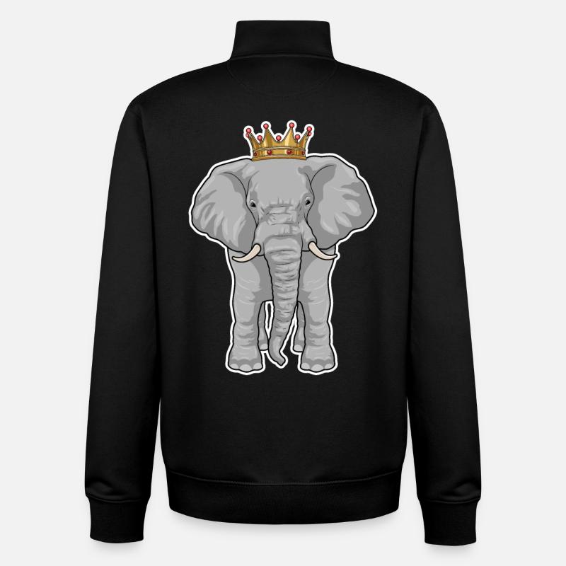 Couronne du roi éléphant - Sweat zippé unisexe en coton bio Stanley/Stella - noir
