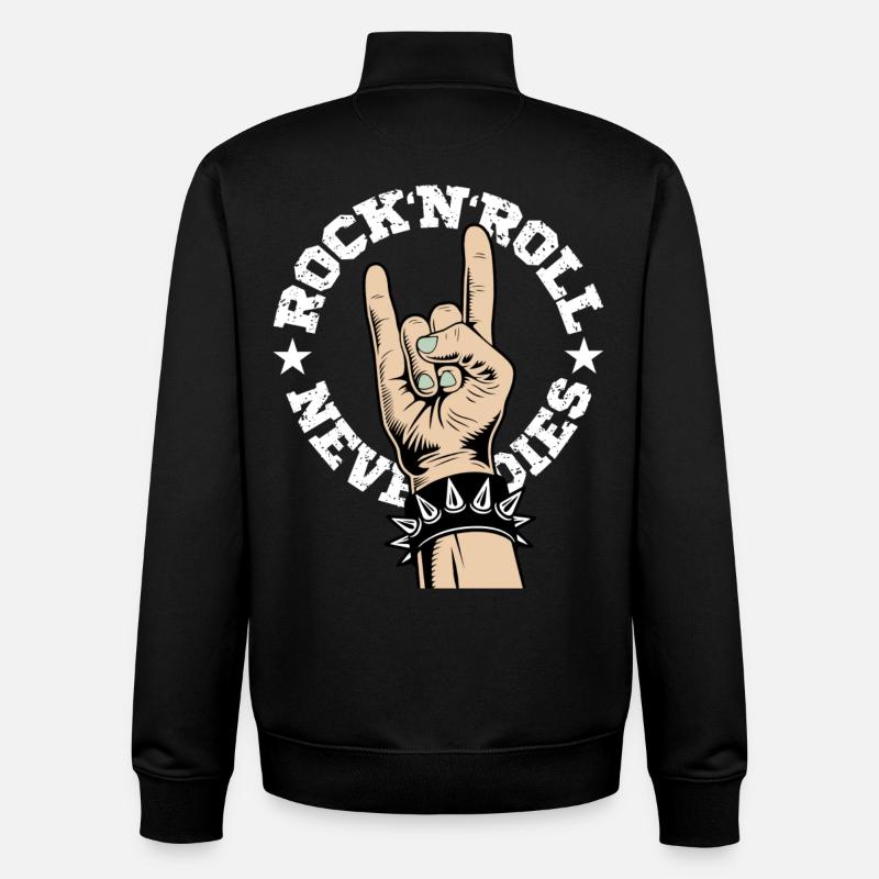 Rock'N'Roll Never Dies - Sweat zippé unisexe en coton bio Stanley/Stella - noir