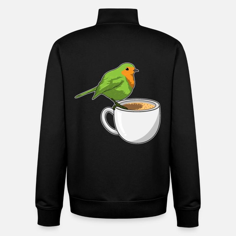 Vogel Kaffee Tasse - Unisex Organic Zip Sweatshirt von Stanley/Stella - Schwarz