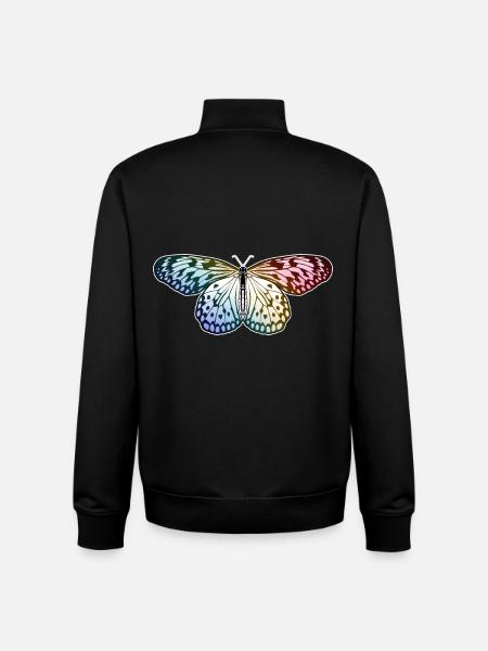 Papillon Arc-en-ciel - Sweat zippé unisexe en coton bio Stanley/Stella - noir