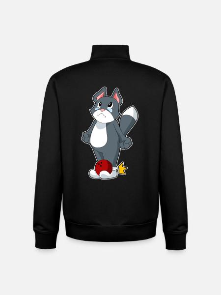 Cat Bowling Bowling Ball - Unisex Organic Zip Sweatshirt by Stanley/Stella - black