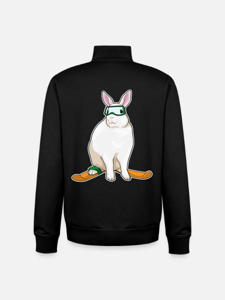 Rabbit Skier Ski - Unisex Organic Zip Sweatshirt by Stanley/Stella - black