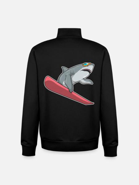 Shark Snowboarder Snowboard - Unisex Organic Zip Sweatshirt by Stanley/Stella - black
