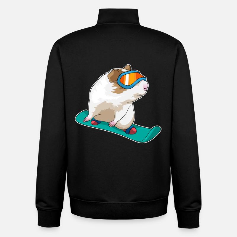 Guinea Pig Snowboarder Snowboard - Sweat zippé unisexe en coton bio Stanley/Stella - noir
