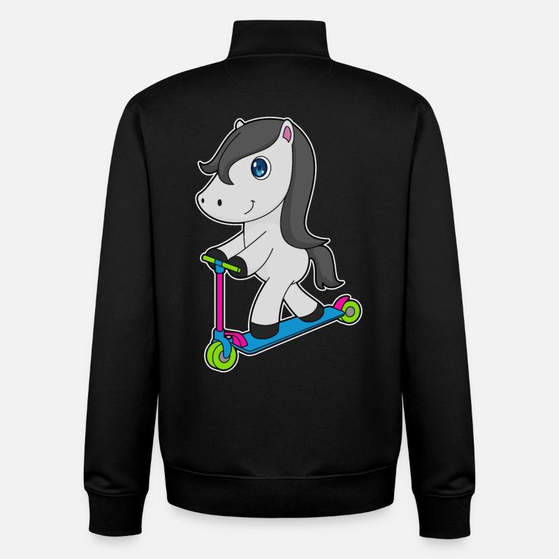 Trottinette à cheval - Sweat zippé unisexe en coton bio Stanley/Stella - noir