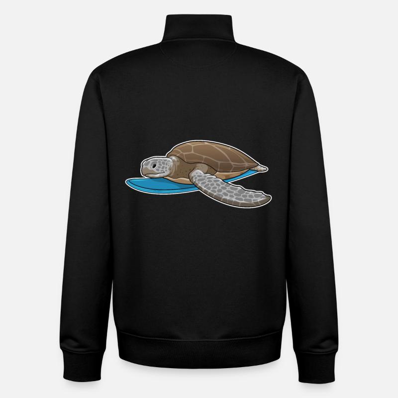 Turtle Surfing Surfboard Summer - Unisex Organic Zip Sweatshirt by Stanley/Stella - black