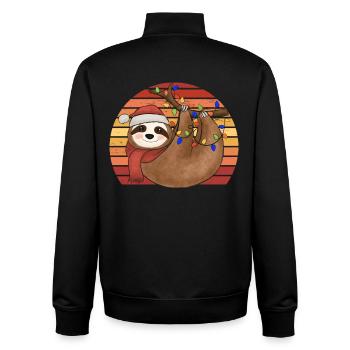 Faultier Lichterkette Weihnachtspyjama Weihnachten - Unisex Organic Zip Sweatshirt von Stanley/Stella - Schwarz - Hinten - AI Model Male 185 light (185cm)