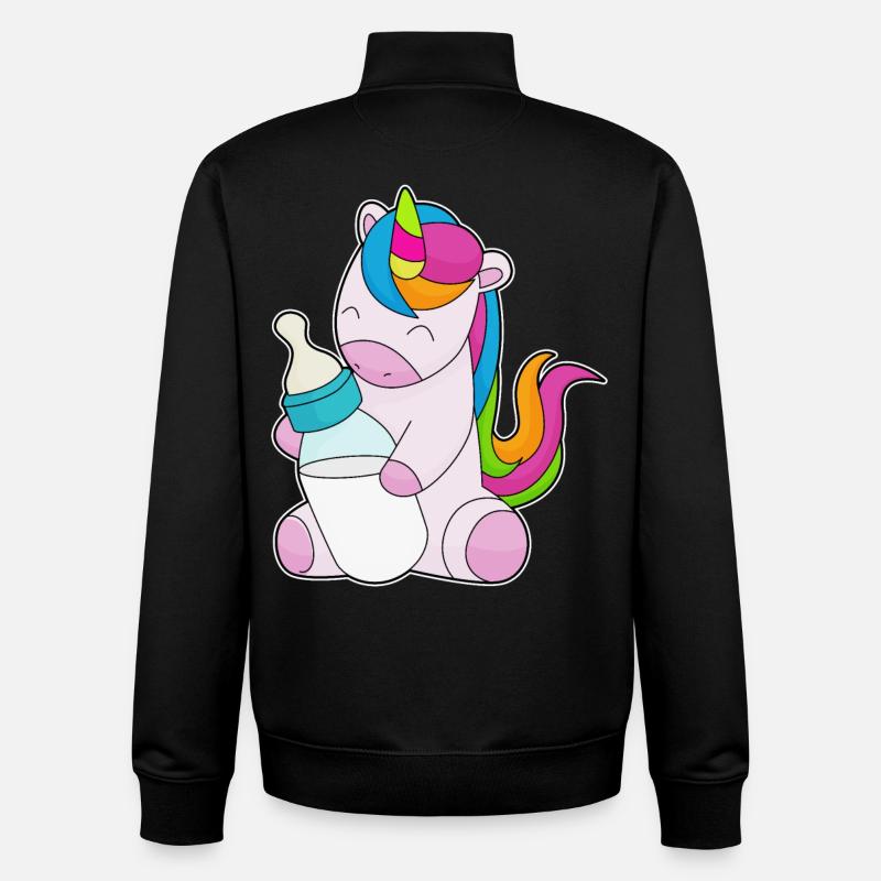 Einhorn Milchflasche - Unisex Organic Zip Sweatshirt von Stanley/Stella - Schwarz