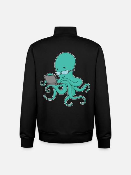 Octopus Laptop - Unisex Organic Zip Sweatshirt by Stanley/Stella - black
