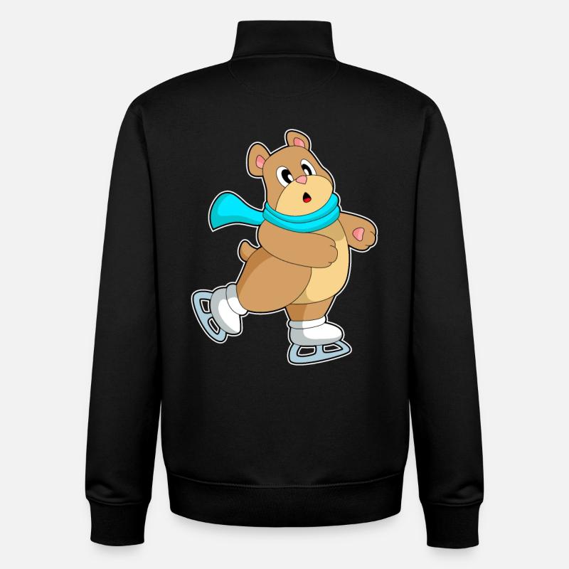 Patins à glace Bear - Sweat zippé unisexe en coton bio Stanley/Stella - noir