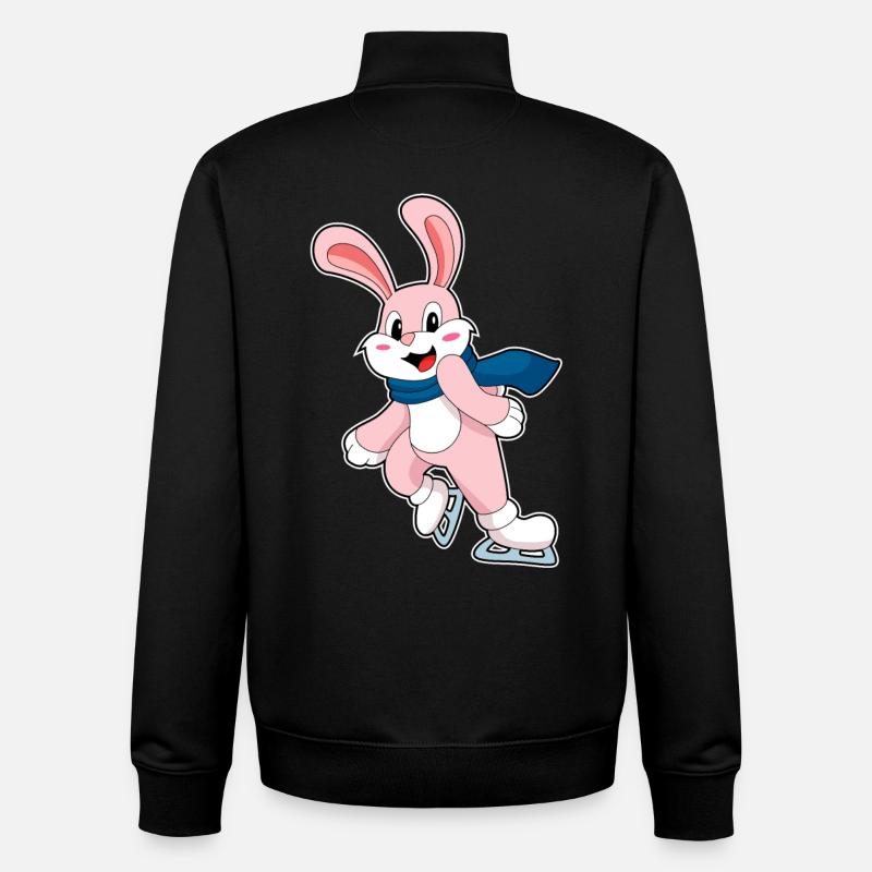 Lapin patins à glace - Sweat zippé unisexe en coton bio Stanley/Stella - noir