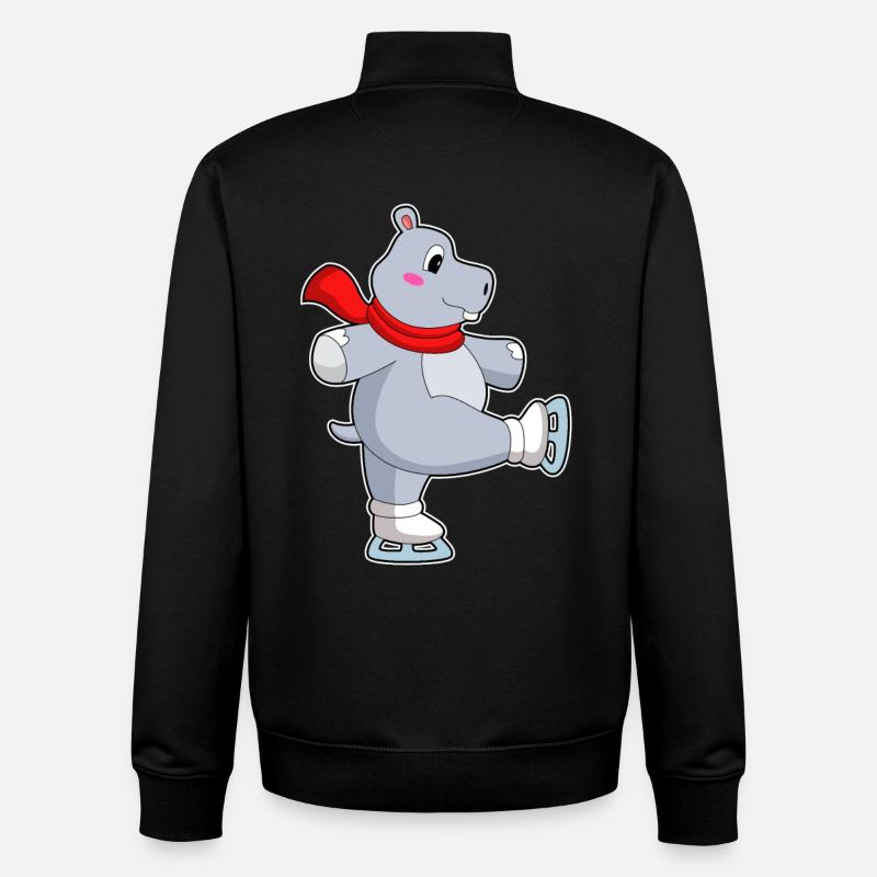 Patins à glace Hippo - Sweat zippé unisexe en coton bio Stanley/Stella - noir