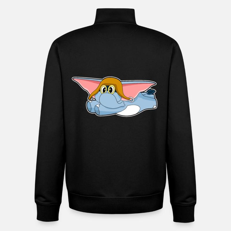 Elefant Pilot Pilotenmütze - Unisex Organic Zip Sweatshirt von Stanley/Stella - Schwarz