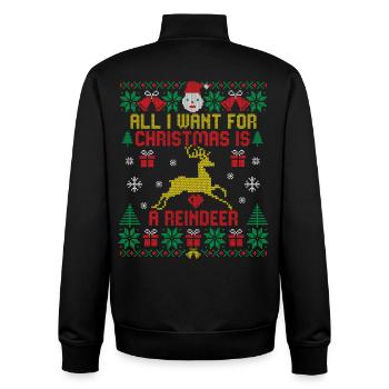 All I want is a reindeer funny ugly Christmas - Unisex Organic Zip Sweatshirt by Stanley/Stella - black - Back - AI Model Male 185 light (185cm)