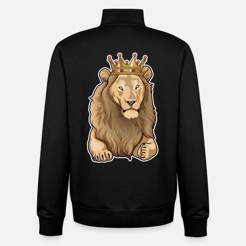 Couronne du Roi Lion - Sweat zippé unisexe en coton bio Stanley/Stella - noir