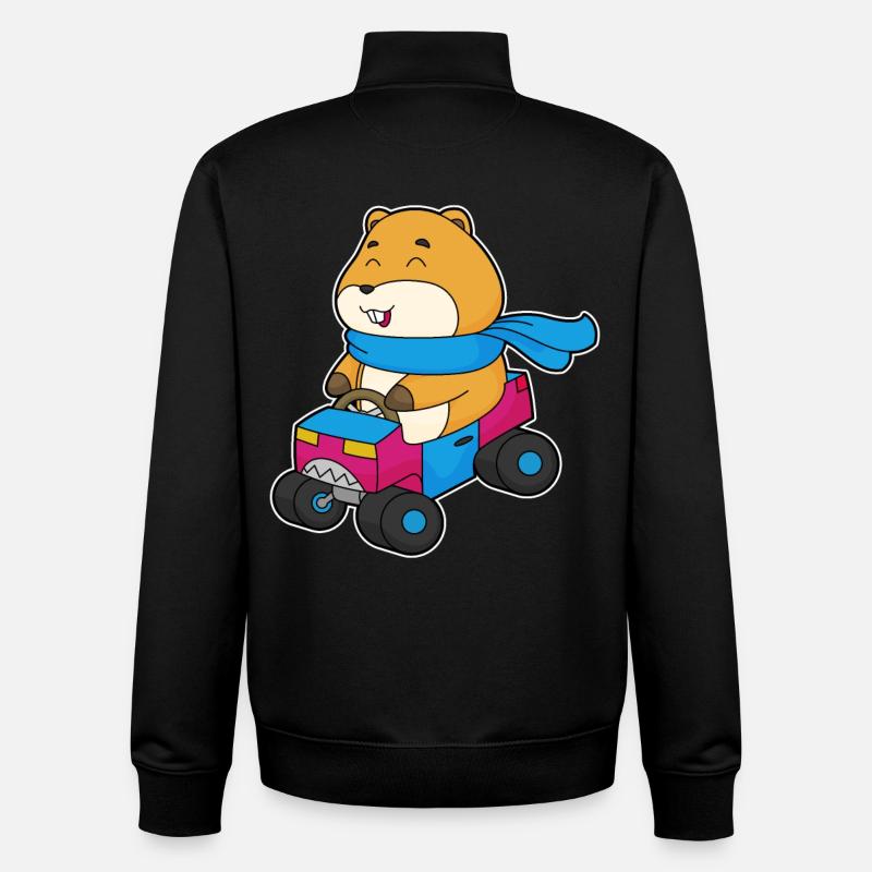 Voiture Hamster - Sweat zippé unisexe en coton bio Stanley/Stella - noir