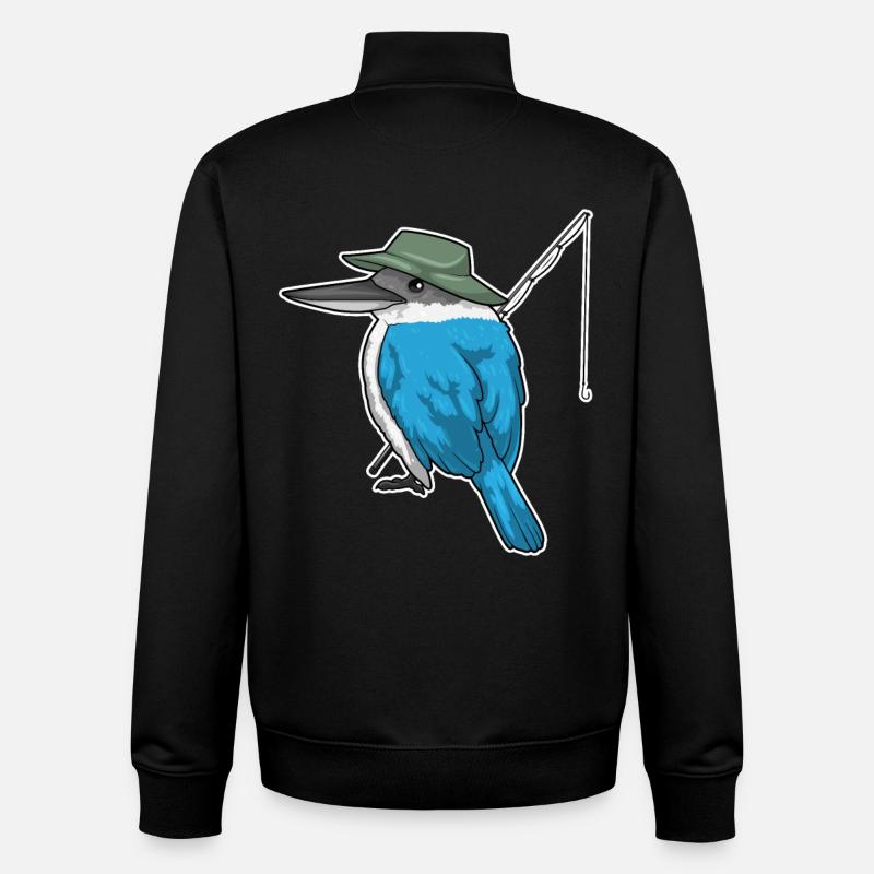 Kingfisher Fishing Angler Angel - Sweat zippé unisexe en coton bio Stanley/Stella - noir