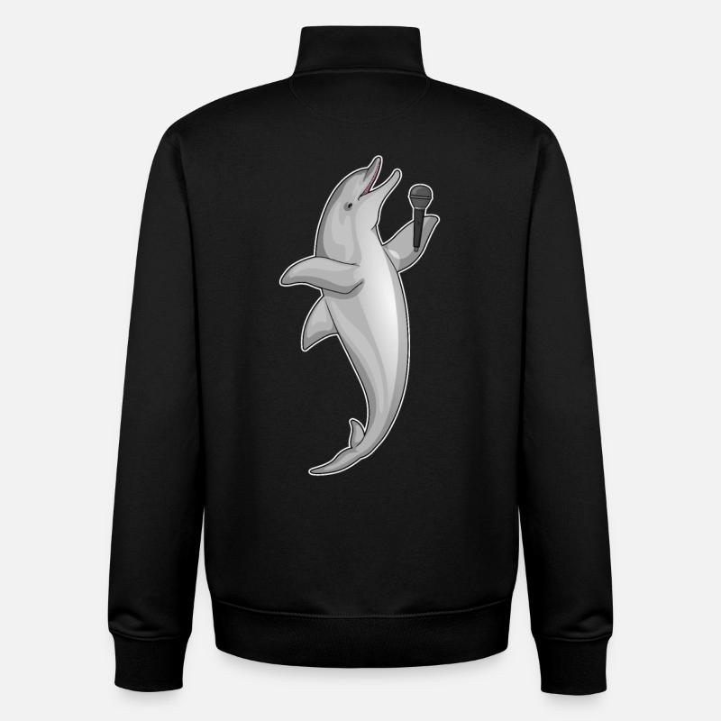 Delfin Singer Microphone - Sweat zippé unisexe en coton bio Stanley/Stella - noir