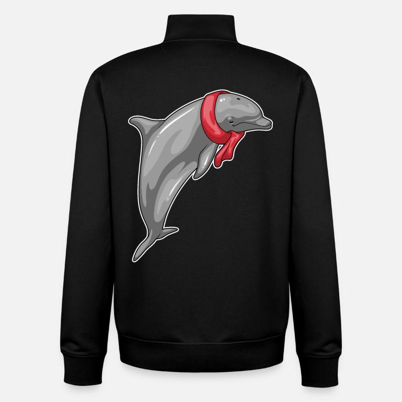 Foulard dauphin - Sweat zippé unisexe en coton bio Stanley/Stella - noir