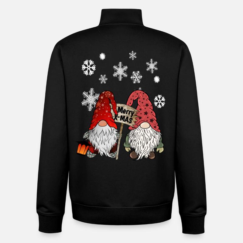 Gnom Weihnachts Wichtel mit Schneeflocken - Unisex Organic Zip Sweatshirt von Stanley/Stella - Schwarz