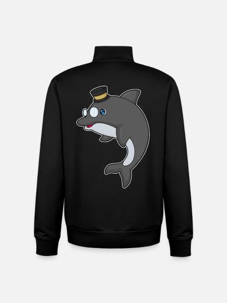 Dolphin Gentleman Top Hat - Unisex Organic Zip Sweatshirt by Stanley/Stella - black