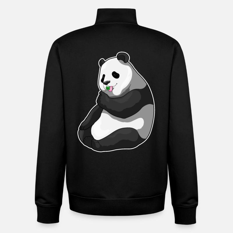 Sucette panda - Sweat zippé unisexe en coton bio Stanley/Stella - noir