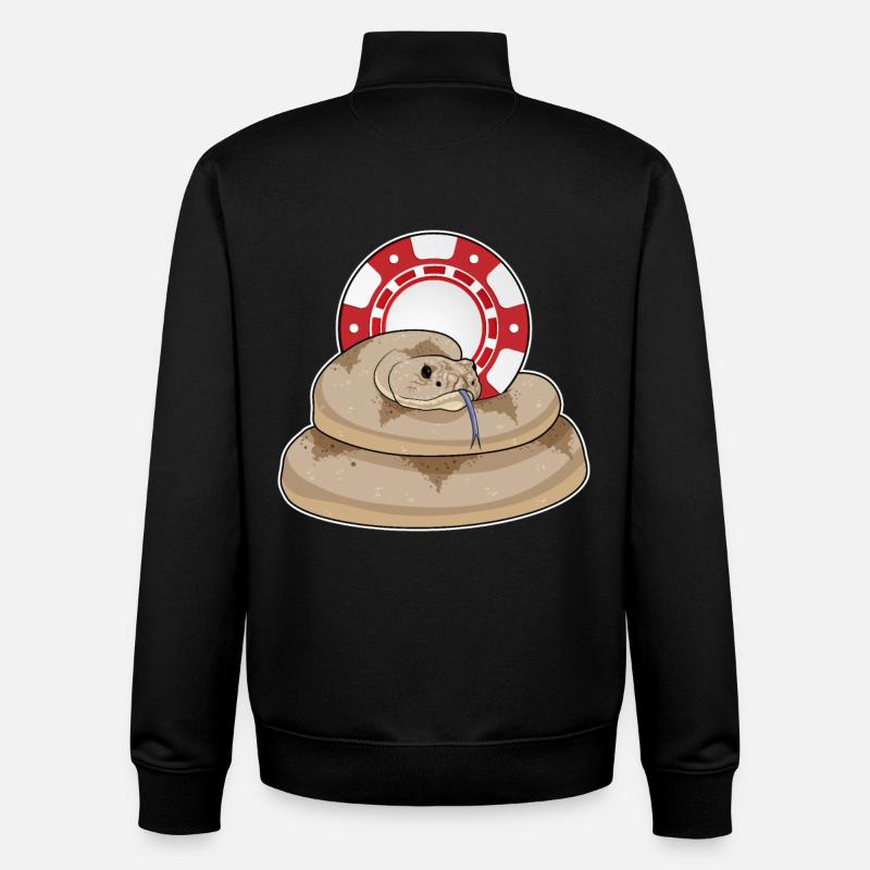 Jetons de poker Snake Poker - Sweat zippé unisexe en coton bio Stanley/Stella - noir