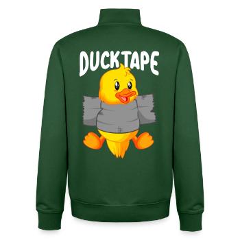 Ruban de canard | Canetons avec ruban adhésif - Sweat zippé unisexe en coton bio Stanley/Stella - vert bouteille - Dos - AI Model Male 185 dark (185cm)