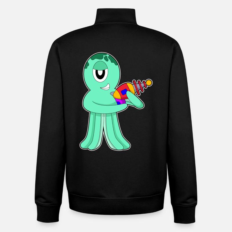 Octopus Alien - Sweat zippé unisexe en coton bio Stanley/Stella - noir