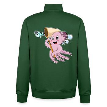 Pêche au filet de débarquement des pêcheurs pieuvres - Sweat zippé unisexe en coton bio Stanley/Stella - vert bouteille - Dos - AI Model Male 185 dark (185cm)