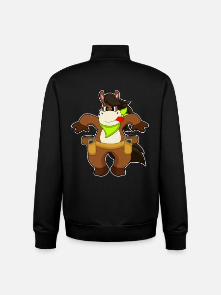 Cheval Cowboy Pistolet - Sweat zippé unisexe en coton bio Stanley/Stella - noir