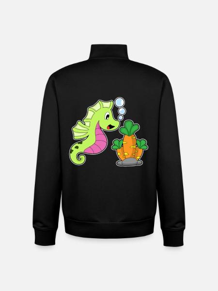 Hippocampe Carotte - Sweat zippé unisexe en coton bio Stanley/Stella - noir