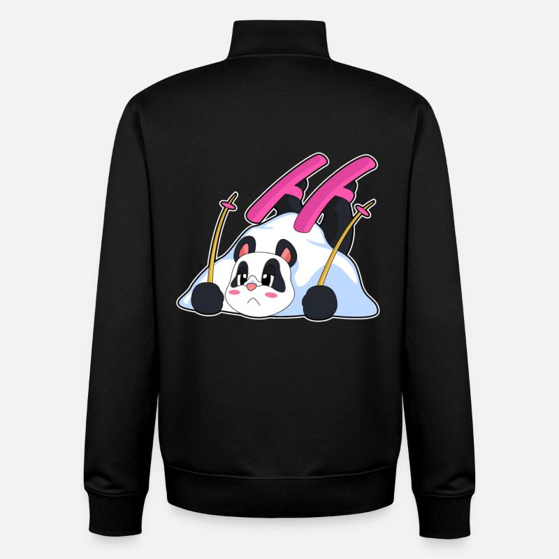 Panda Skier Ski - Sweat zippé unisexe en coton bio Stanley/Stella - noir