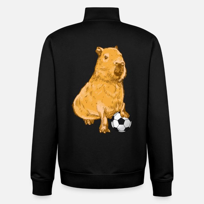 Capybara Football - Sweat zippé unisexe en coton bio Stanley/Stella - noir