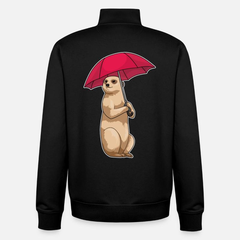 Parapluie suricate - Sweat zippé unisexe en coton bio Stanley/Stella - noir