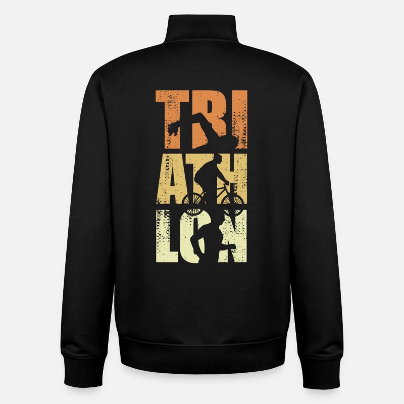 Événement de triathlon amusant - Sweat zippé unisexe en coton bio Stanley/Stella - noir