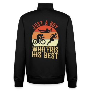 Triathlete - Unisex Organic Zip Sweatshirt by Stanley/Stella - black - Back - AI Model Male 185 light (185cm)