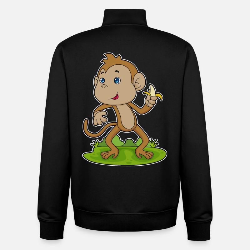 Affe Banane - Unisex Organic Zip Sweatshirt von Stanley/Stella - Schwarz