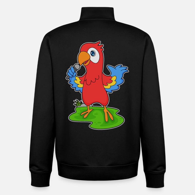Parrot Singer Microphone Musique - Sweat zippé unisexe en coton bio Stanley/Stella - noir