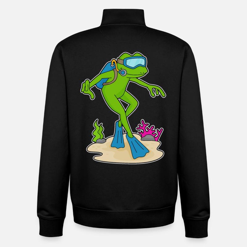 Nageoires Frog Diver - Sweat zippé unisexe en coton bio Stanley/Stella - noir