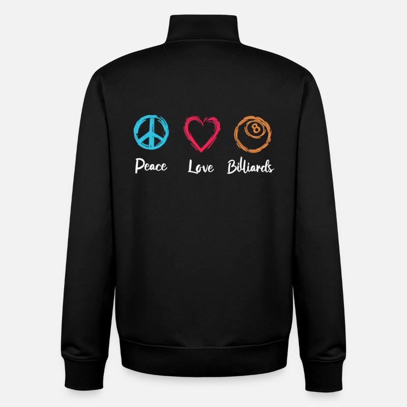 Peace Love Billard - Sweat zippé unisexe en coton bio Stanley/Stella - noir