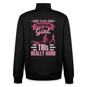 Triathlete Girls - Unisex Organic Zip Sweatshirt by Stanley/Stella - black - Back - AI Model Male 185 light (185cm)